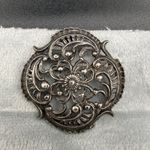 Vintage Pot Metal Brooch Silver Tone Pendant Bale Flower