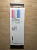 Cricut Acrylic Gel Pens 1.0mm 3-Pack Pen Set Pink/White/Blue+Adapter!NEW