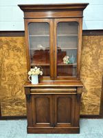 Antique Glazed Victorian Library Bookcase Display Cabinet Cupboard