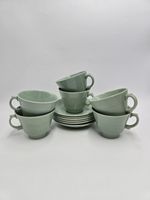 Woods Ware Beryl Teacups & Saucers X6 Vintage Set Excellent Condition Retro 70s