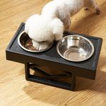 Adjustable Height Double Bowls Dog Cat Feeder Elevated Raised Stand Feeding Food