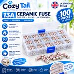 100 Pack 13 Amp Plug Fuse BS1362 Cartridge Mains Household UK Replacement