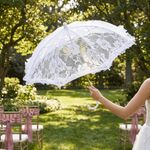 Elegant Lace Women's Lace Umbrellas Hollowed Out Floral Patterns Bridal Umbrella