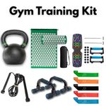 Gym Fitness Strength Training Items Pack Kettlebell 10-30lb Push Up Bars & Board
