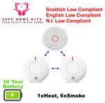 ANKA Wireless Interlinked 6x Smoke 1x Heat Alarm DIY Kit UK Law Compliant 10year