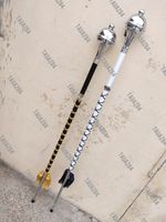 Ceremonial Drum Major Mace 3 Parts with  Tassel  Chrome Head, Black White, Brown