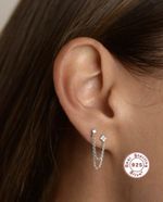 Pair Of 925 Sterling Silver Earrings - Double Piercing - Come With Gift Box