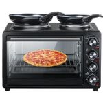 36L Mini Oven Hob Cooker Grill With Electric Hob Double Hotplate Tabletop HOT