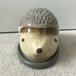 Ceramic Hedgehog Butter Dish Covered Dish with Lid Glossy Grey Beige