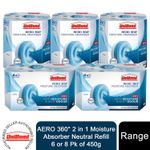 UniBond AERO 360° 2 in 1 Moisture Absorber Neutral Refill - 6 or 8 Pk of 450g
