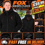 Fox Men’s Black Full Zip Sherpa Fleece Carp Fishing Hoodie Outdoor Size 3XL NEW