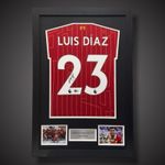 Framed Luis Diaz Hand Signed Liverpool Football Shirt With COA £299