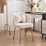 Velvet Dressing Table Stool Scalloped Back with Pillow Makeup Bedroom Rest Chair
