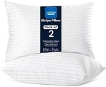 2 Pack Hotel Quality Egyptian Stripe Pillows Luxury Soft Hollowfibre Filled