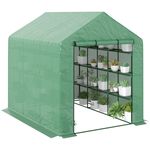 Large Walk In Poly Tunnel Greenhouse 2.4m Steeple Garden Plant Grow House SHELVE