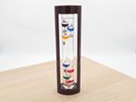 Galileo Thermometer Large 37cm Glass Multi Colour Spheres Cherry Wood Frame Gift
