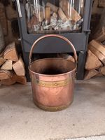 English Antique Copper & Brass Coal Bucket, Kindling,Log storage for Woodburner 