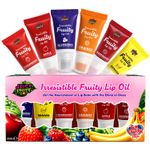 6-12K Lip Oil Fruit Set Clear Gloss | Hydrating Glow Balm Strawbery Apple Bundle