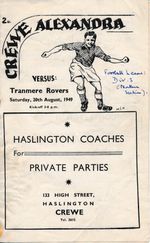 Crewe Alexandra v Tranmere Rovers 1949/1950 - Football Programme