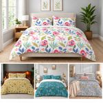 Floral Duvet Cover Reversible Bedding Set Quilt Cover Single Double King Size