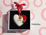 Pandora White Heart With Red Santa Hat Christmas Tree Ornament 2025 🎄