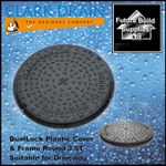 450mm Inspection Manhole Cover Chamber DualLock Plastic Cover & Frame Round 3.5T