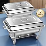 2 Pack 9L Chafer Chafing Dish Buffet Set Stainless Steel Bain Marie Food Warmer