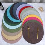 Woven Table Place Mats Large Round Place mat Dining Tableware Washable Dinner UK