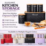 6Pcs Kitchen Storage Tins Canister Set Bamboo Lid Tea Coffee Sugar Bread Bin Jar