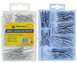 100pc Assorted Sized Rivets Hand Air Pop Blind Blind Head Steel Shank Aluminium
