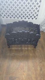 Vintage traditional cast iron fire basket with grate