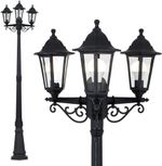 Style 2.2m Black 3-Way Outdoor Lamp Post - Elegant Garden Lighting