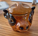Szeiler England Cow Head Beef Dripping Canister w/ Lid Ceramic 100mm