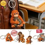3D Cute Monkey Keychain Bag Charm Backpack Purse Pendant Car Key Ring Toy Gift