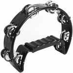 Half Moon Cutaway Hand Tambourine Double 16 Jingles Adults Children Kids Black