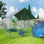 BingoPaw Roofed Metal Chicken Coop Walk-in Poultry Cage Chicken Run Kennel Cage