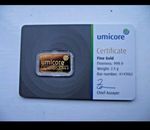 Umicore Gold Bullion 2.5g Pure Gold Bar 999.9 Fineness, Sealed Numbered In Assay