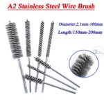 2-100mm A2 Stainless Steel Wire Brush,Round Tube Pipe drill holes Cleaning Brush