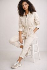 Baukjen Tayla Organic Boilersuit Women's Jumpsuit Utility Denim Ecru