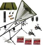 Full Carp Fishing Set Up Rods Reels Bite Alarms Net Mat  Bait Hook Tackle 10 FT