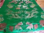 Vintage Chinese Silk embroidered Brocade Fabric 68x49ins Signed c1997 Used