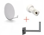 Satellite Dish KIT 80cm White + LNB Single + Wall Bracket 40cm