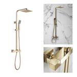 Plumb Elliot Square Thermostatic Bar Complete Mixer Shower-Brushed Brass Drench