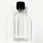 50ml Rectangular Clear PVC Plastic Bottles & Black Screw Caps LARGE LETTER POST
