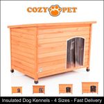 Dog Kennels Insulated Cozy Pet 4 Sizes Wooden Puppy Kennel in Brown or Grey
