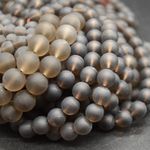 Smoky Quartz Frosted Round Beads 4mm 6mm 8mm 10mm, 14", for Jewellery Making
