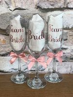 Hen Party Team Bride Rose Gold Prosecco Champagne Flute Glass