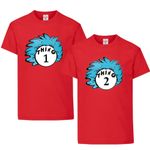 Kids Women Men Thing 1 and Thing 2 T-Shirts World Book Day Tee Top