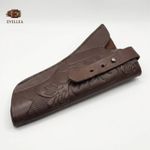 Single Action Cowboy Gun Holster Brown Embossed 3mm Leather Western Style.