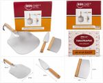 3 Pieces Wood Handle Pizza Peel Set Rust-Resistant Stainless Steel Pizza Peel